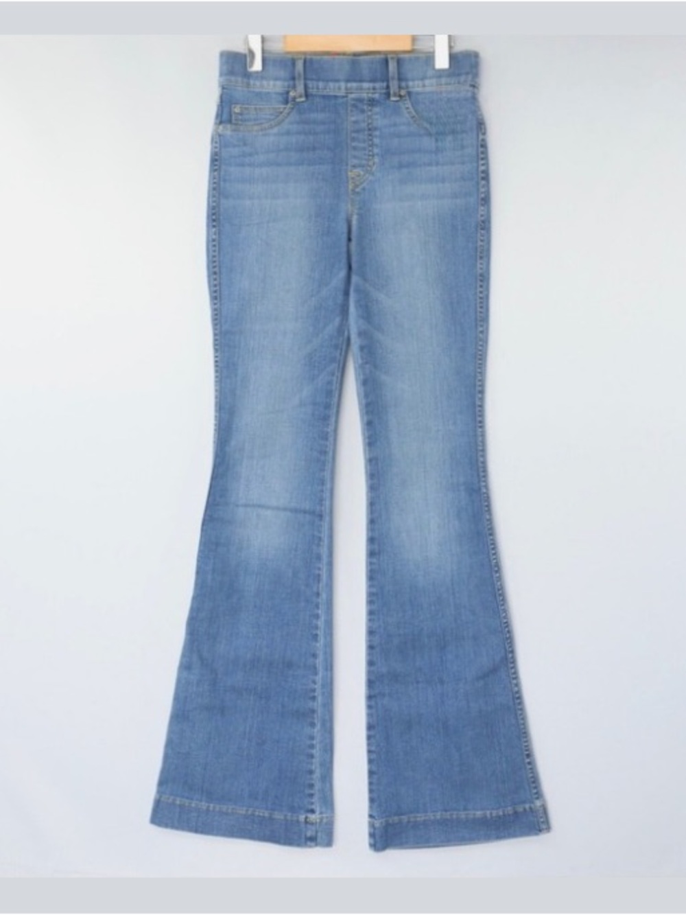 Spanx EveryWear Flare Jeans High Rise Pull On Long Blue Vintage Indigo | XL